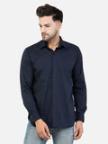 Colvyn Harris Men's Slim Fit Cotton Lycra Navy Casual Shirt