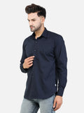 Colvyn Harris Men's Slim Fit Cotton Lycra Navy Casual Shirt