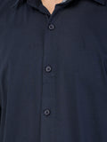 Colvyn Harris Men's Slim Fit Cotton Lycra Navy Casual Shirt