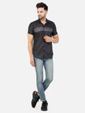 Colvyn Harris Men's Slim Fit Flex Cotton Magic Black Casual Shirt