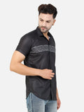 Colvyn Harris Men's Slim Fit Flex Cotton Magic Black Casual Shirt