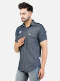Colvyn Harris Men's Slim Fit Denim Tensile Blue Casual Shirt