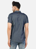 Colvyn Harris Men's Slim Fit Denim Tensile Blue Casual Shirt