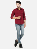 Colvyn Harris Men's Slim Fit Corduroy Wine Casual Shirt
