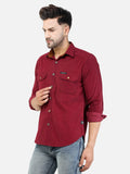 Colvyn Harris Men's Slim Fit Corduroy Wine Casual Shirt