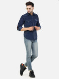 Colvyn Harris Men's Slim Fit Corduroy Navy Casual Shirt