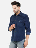 Colvyn Harris Men's Slim Fit Corduroy Navy Casual Shirt