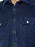 Colvyn Harris Men's Slim Fit Corduroy Navy Casual Shirt