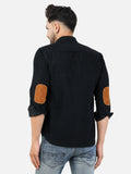 Colvyn Harris Men's Slim Fit Corduroy Black Casual Shirt