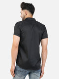 Colvyn Harris Men's Slim Fit Satin Lycra Black Casual Shirt