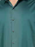 Colvyn Harris Men's Slim Fit Satin Lycra Teal Casual Shirt