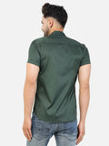 Colvyn Harris Men's Slim Fit Satin Lycra Olive Casual Shirt