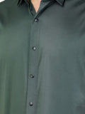 Colvyn Harris Men's Slim Fit Satin Lycra Olive Casual Shirt