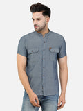 Colvyn Harris Men's Slim Fit Denim Dobby Blue Casual Shirt