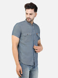 Colvyn Harris Men's Slim Fit Denim Dobby Blue Casual Shirt