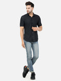 Colvyn Harris Men's Slim Fit Denim Black Tinted Casual Shirt
