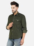 Colvyn Harris Men's Slim Fit Corduroy Olive Casual Shirt