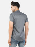 Colvyn Harris Men's Slim Fit Satin Lycra Silver Grey Casual Shirt