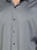Colvyn Harris Men's Slim Fit Satin Lycra Silver Grey Casual Shirt