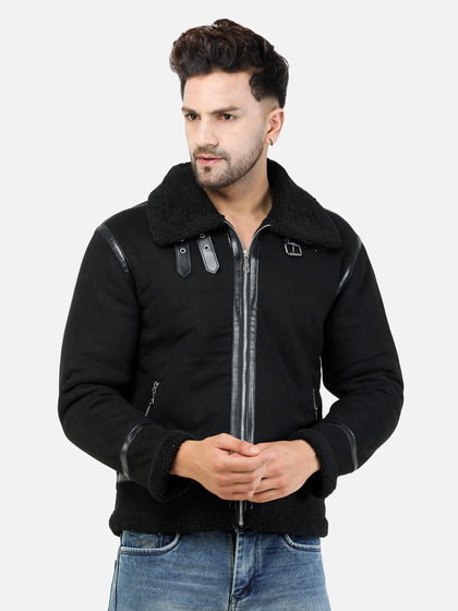 Colvyn Harris Men's Regular Fit Suede leather Black Jacket