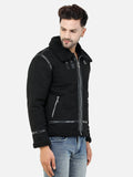 Colvyn Harris Men's Regular Fit Suede leather Black Jacket