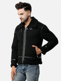 Colvyn Harris Men's Regular Fit Suede leather Black Jacket