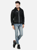 Colvyn Harris Men's Regular Fit Suede leather Black Jacket