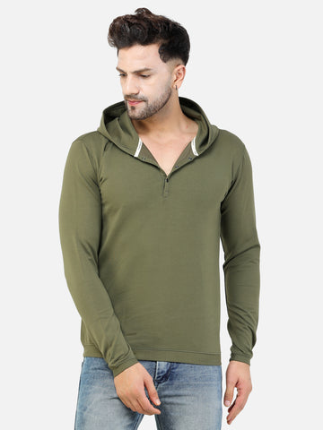 COLVYNHARRIS JEANS Lycra Terry Cotton Regular Fit Sweatshirt with Hoodie