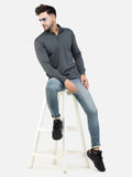 Colvyn Harris Men's Lycra Ponte Regular Fit Grey Sweatshirt with T-Neck