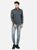 Colvyn Harris Men's Lycra Ponte Regular Fit Grey Sweatshirt with T-Neck