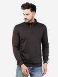 Colvyn Harris Men's Lycra Ponte Regular Fit Black Sweatshirt with T-Neck