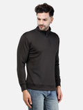 Colvyn Harris Men's Lycra Ponte Regular Fit Black Sweatshirt with T-Neck
