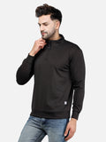 Colvyn Harris Men's Lycra Ponte Regular Fit Black Sweatshirt with T-Neck