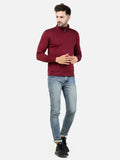 Colvyn Harris Men's Lycra Ponte Regular Fit Wine Sweatshirt with T-Neck