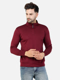 Colvyn Harris Men's Lycra Ponte Regular Fit Wine Sweatshirt with T-Neck