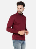 Colvyn Harris Men's Lycra Ponte Regular Fit Wine Sweatshirt with T-Neck