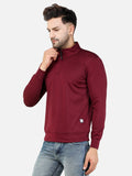 Colvyn Harris Men's Lycra Ponte Regular Fit Wine Sweatshirt with T-Neck