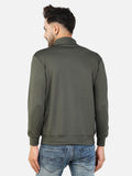 Colvyn Harris Men's Lycra Ponte Regular Fit Dark Green Sweatshirt with T-Neck