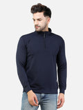Colvyn Harris Men's Lycra Ponte Regular Fit Navy Blue Sweatshirt with T-Neck