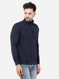 Colvyn Harris Men's Lycra Ponte Regular Fit Navy Blue Sweatshirt with T-Neck