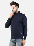 Colvyn Harris Men's Lycra Ponte Regular Fit Navy Blue Sweatshirt with T-Neck