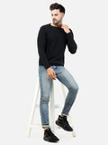 Colvyn Harris Men's Cotton Lycra Regular Fit Black Sweatshirt with Rolling Neck