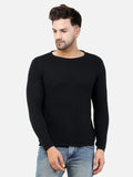 Colvyn Harris Men's Cotton Lycra Regular Fit Black Sweatshirt with Rolling Neck