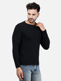 Colvyn Harris Men's Cotton Lycra Regular Fit Black Sweatshirt with Rolling Neck