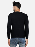 Colvyn Harris Men's Cotton Lycra Regular Fit Black Sweatshirt with Rolling Neck