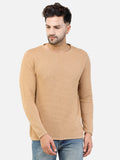 Colvyn Harris Men's Cotton Lycra Regular Fit Camel Sweatshirt with Rolling Neck
