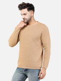 Colvyn Harris Men's Cotton Lycra Regular Fit Camel Sweatshirt with Rolling Neck