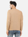 Colvyn Harris Men's Cotton Lycra Regular Fit Camel Sweatshirt with Rolling Neck