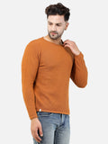 Colvyn Harris Men's Cotton Lycra Regular Fit Rust Sweatshirt with Rolling Neck