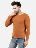 Colvyn Harris Men's Cotton Lycra Regular Fit Rust Sweatshirt with Rolling Neck